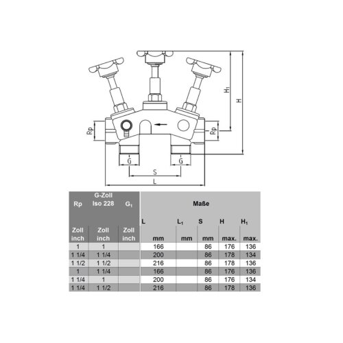ABA BEUL Verschneide-Armatur DN25 mit Prüfventil 1" (1")