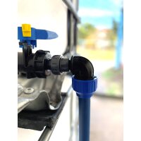 IBC Tankverbindungsset PE32 für 2 übereinander stehende IBC Wassertanks-Absperrventil-Abstandsverbreiterung