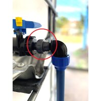 IBC Tankverbindungsset PE32 für 2 übereinander stehende IBC Wassertanks-Absperrventil-Abstandsverbreiterung