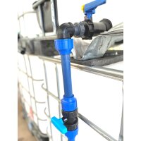 IBC Tankverbindungsset PE32 für 2 übereinander stehende IBC Wassertanks-Absperrventil-Abstandsverbreiterung