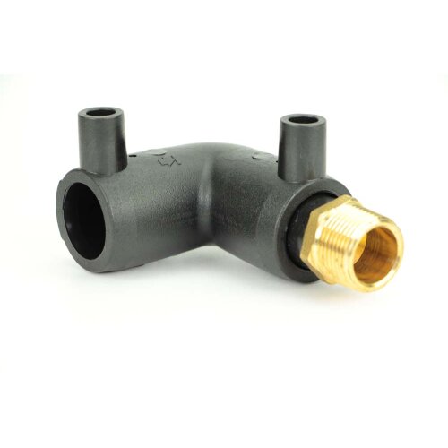 Elektroschweiß-Übergangswinkel 90° mit AG – PE100/PE100-RC, DVGW geprüft, Geothermie-geeignet