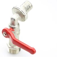 Kugelauslaufhahn 1/2" mit Schlauchverschraubung Hebelgriff