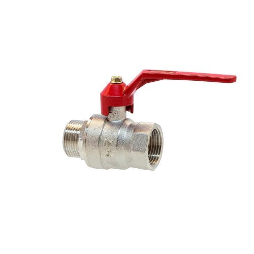 Kugelhahn Volld. AG-IG 1,1/2" Hebelgriff rot