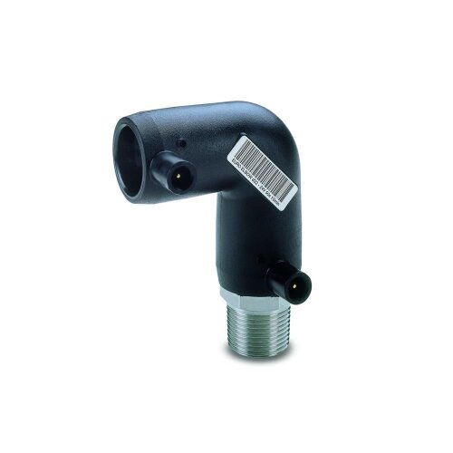 Elektroschweiß-Übergangswinkel 90° mit AG Ø25 x 3/4" (DN25) – PE100/PE100-RC, DVGW geprüft, Geothermie-geeignet