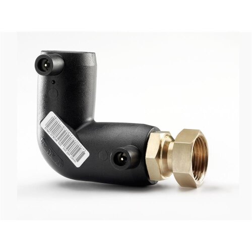 Elektroschweiß-Übergangswinkel 90° mit loser Mutter (IG) Ø40 x 1 1/4" (DN40) – PE100/PE100-RC, DVGW geprüft, Geothermie-geeigne